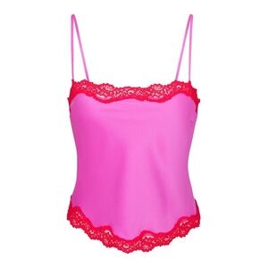SKIMS LACE TRIMMED SILK CAMI NEON ORCHID XS